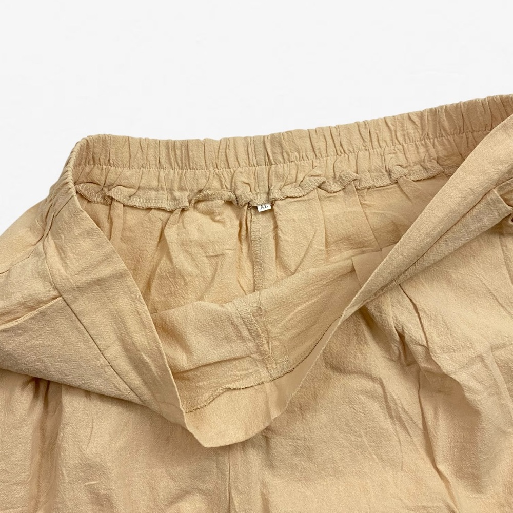 Tan beige 100% cotton Sleeveless Flowy Ruffle Top and matching Shorts XL - Picture 11 of 12